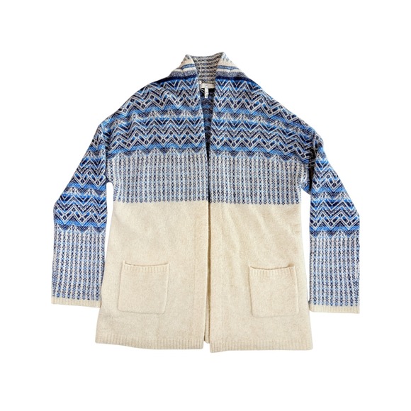 Joie Sweaters - Joie Radegonde Cardigan Sweater Womens M Blue Wool Alpaca Fair Isle Open‎ Front